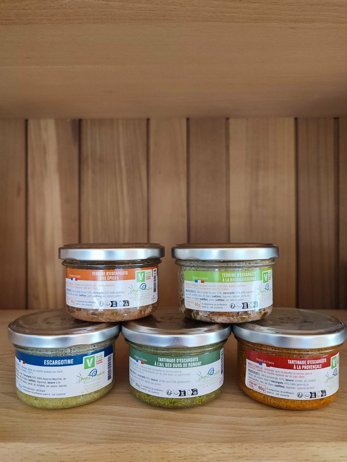 Assortiment découverte – 5 spécialités d’escargots – 5 × 80 g