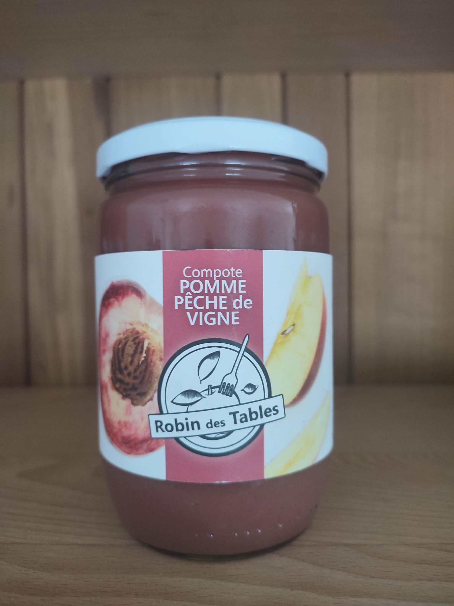 Compote de pomme et pêche de vigne 600gr Bio